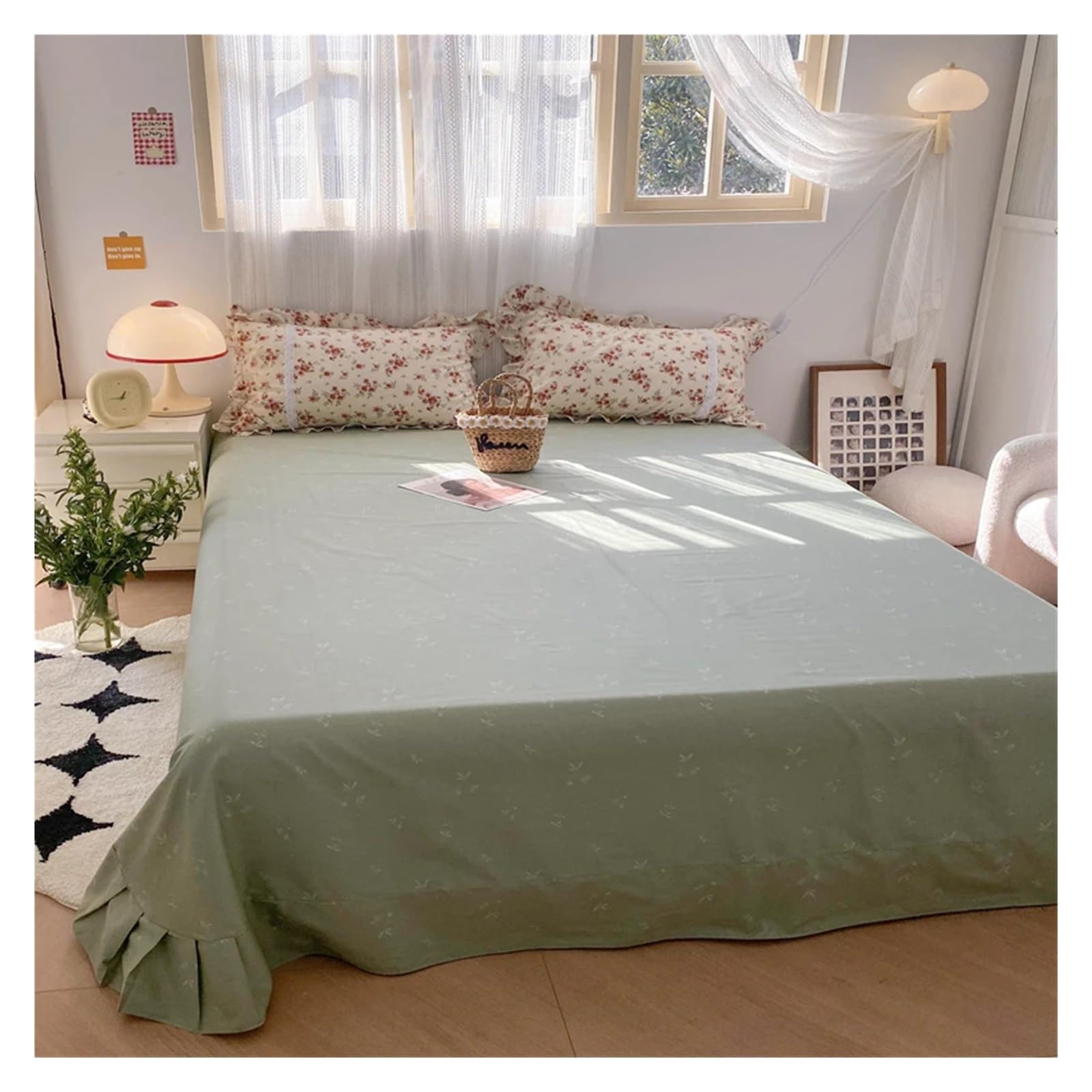 Amazon｜コットン フレンチカントリー 小花柄 寝具セット フリル付き