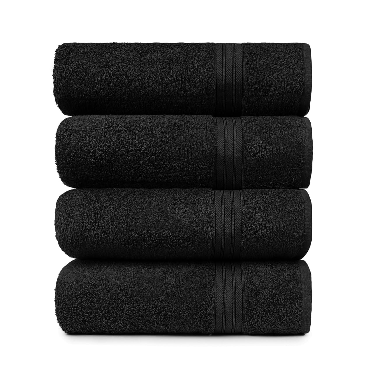 CLEANUP TOWELSSet of 04 Pcs Value Pack Regular Usage Towels 80x140 cm Approximate, 450 GSM Premium Terry Cotton Highly, Absorbent, Beach Towel Large and Gym Towels, Shower and Home (BLACK)