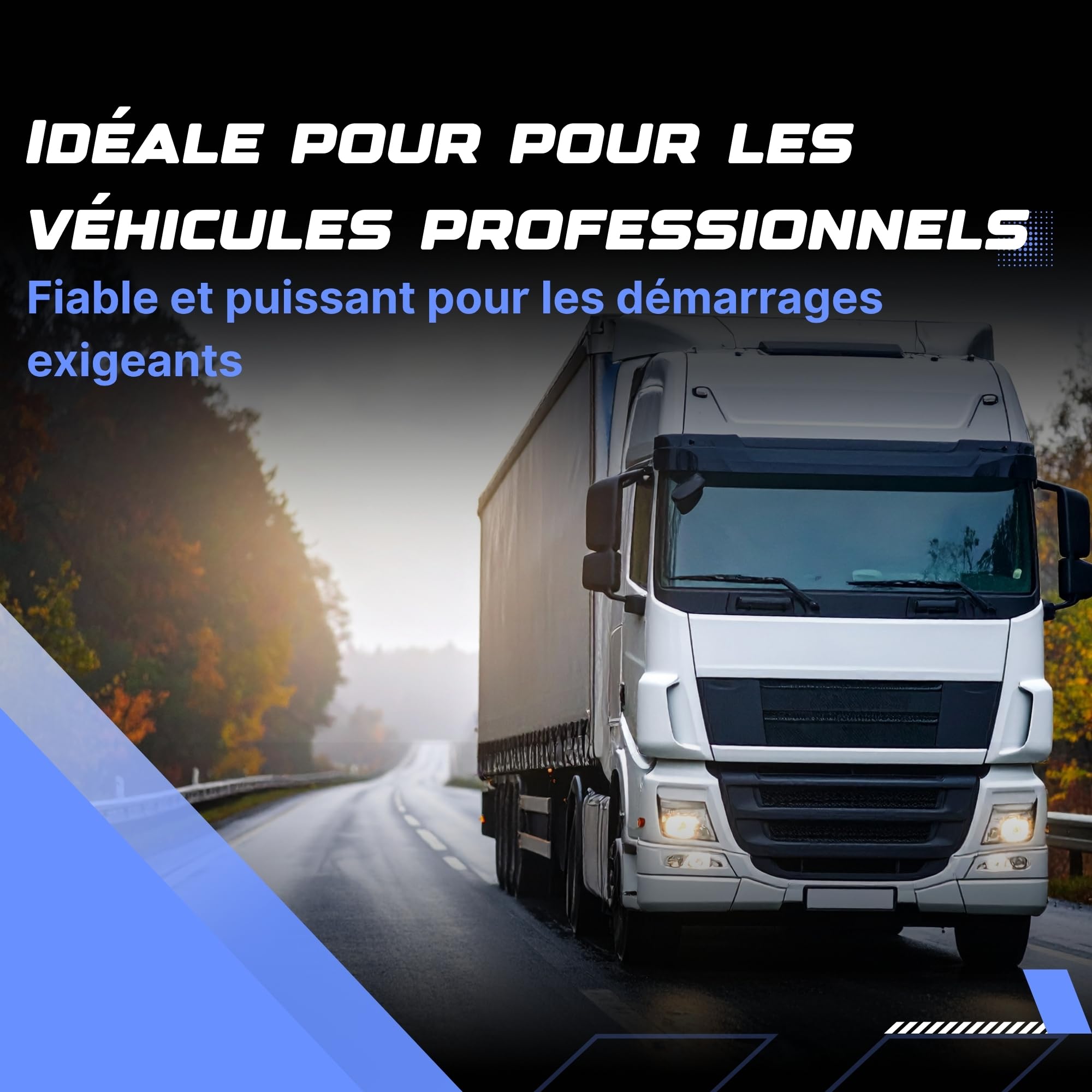 Batterie 12V 110Ah LOT7 - Démarrage 800A - Batterie Poids Lourd Sans Entretien - Format LOT7 Compatible Camion, Tracteur, Engin de Chantier - Remplacement Origine - Power Hexagone