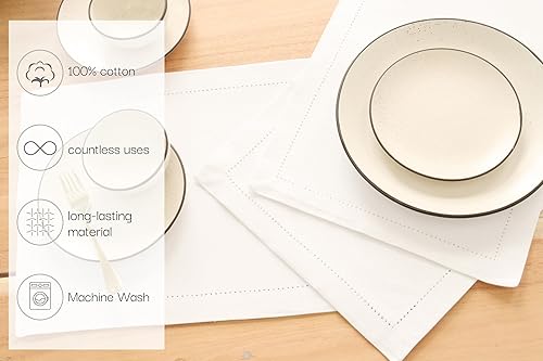 Miniatura 4 de PurpleEssences Manteles individuales de punto vainica, 100 % algodón, punto vainica clásico, otoño, Acción de Gracias, Navidad, 13 x 19 pulgadas,