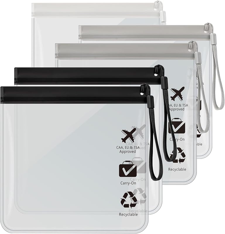Necessaires transparentes de viagem Caija-H em EVA com zíper, Pacote com 5