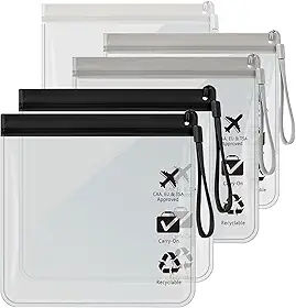 Bolsa de Higiene Pessoal Aprovada pela TSA - Bolsa de Viagem Tamanho Quart para a UE Reino Unido e EUA Regulamentos de Segurança, Produtos de Higiene Pessoal Transparentes, Cosméticos e 3-1-1 Líquidos