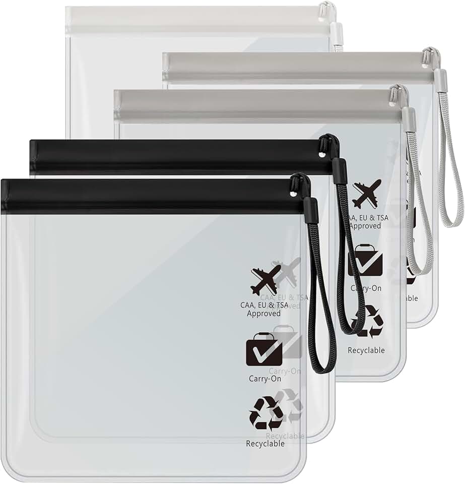Bolsa de Higiene Pessoal Aprovada pela TSA - Bolsa de Viagem Tamanho Quart para a UE Reino Unido e EUA Regulamentos de Segurança, Produtos de Higiene Pessoal Transparentes, Cosméticos e 3-1-1 Líquidos