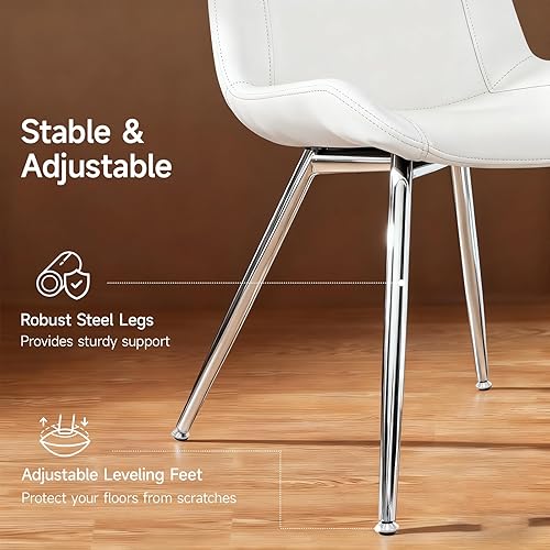 Miniatura 5 de Brage Living Juego de 2 sillas de comedor de piel sintética, modernas, sin brazos, para cocina, comedor, sillas laterales tapizadas con patas de