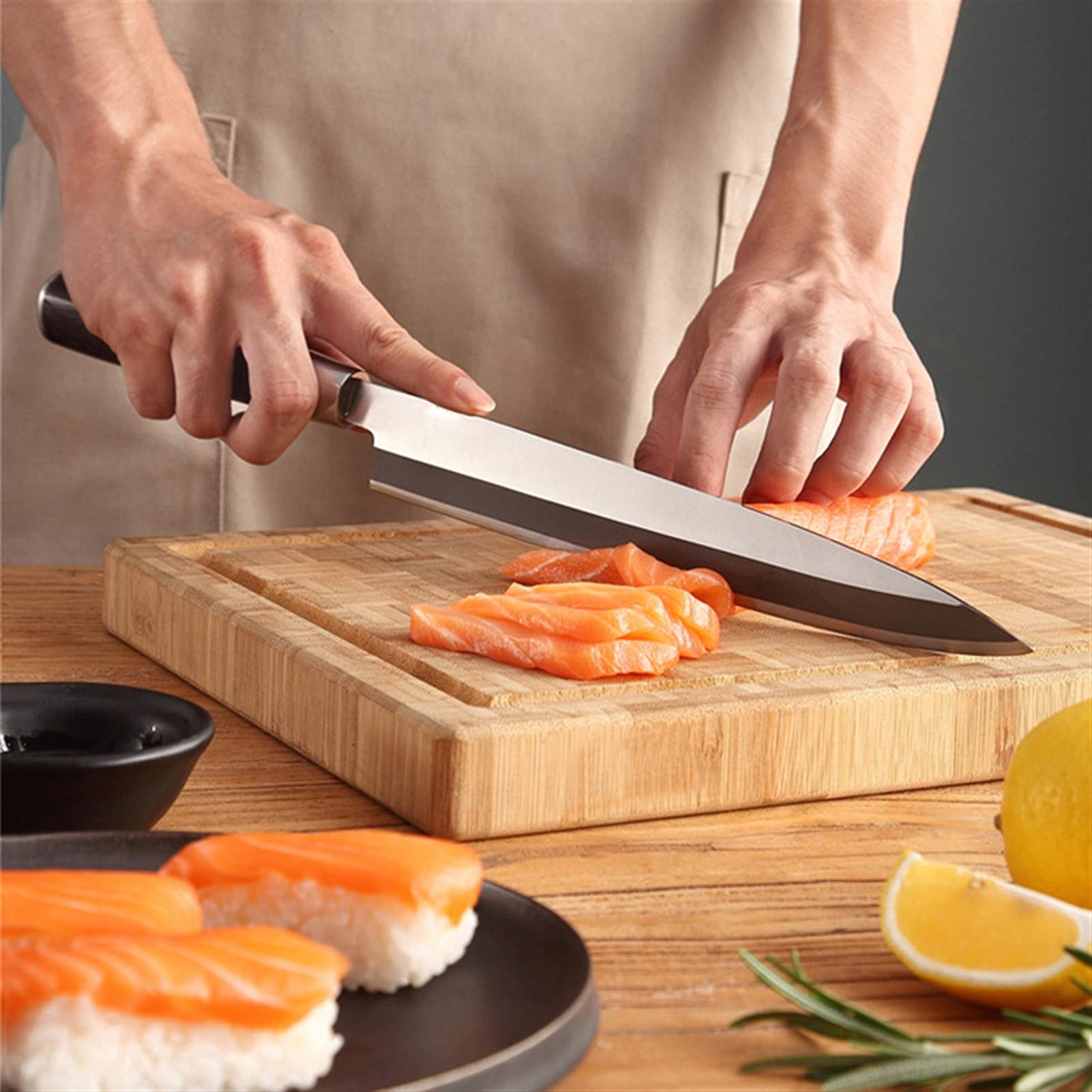 9 "Affettatura coltello da cucina filetto sashimi sushi yanagi coltelli salmone cloullever chef in linfaggio chef in acciaio al carbonio coltello cuoco utensili da cuoco