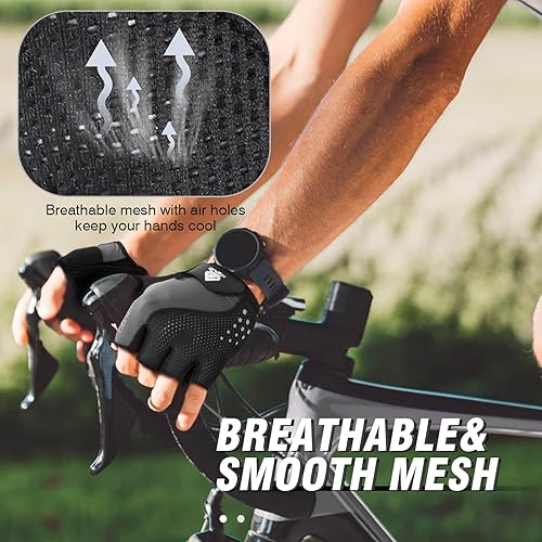 Miniatura 4 de Guantes de ciclismo para hombres y mujeres con almohadilla antideslizante que absorbe los golpes, peso ligero, ajuste agradable, guantes