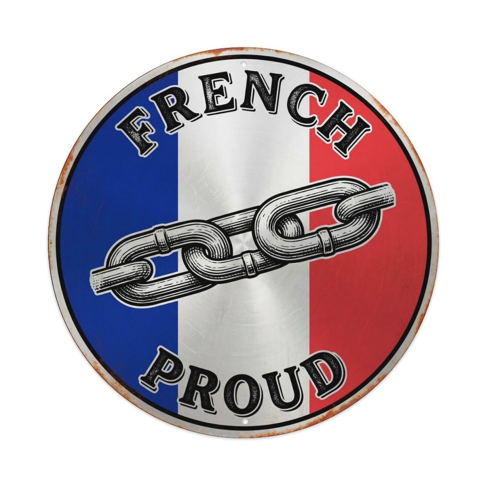 Olhnbad Style French Proud Chain Heraldry Heritage Emblem Metal Tin Sign