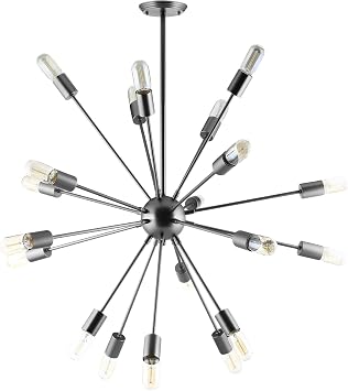Modway EEI-1562 Beam Stainless Steel Chandelier, 35.5" x 35.5" x 39", Black