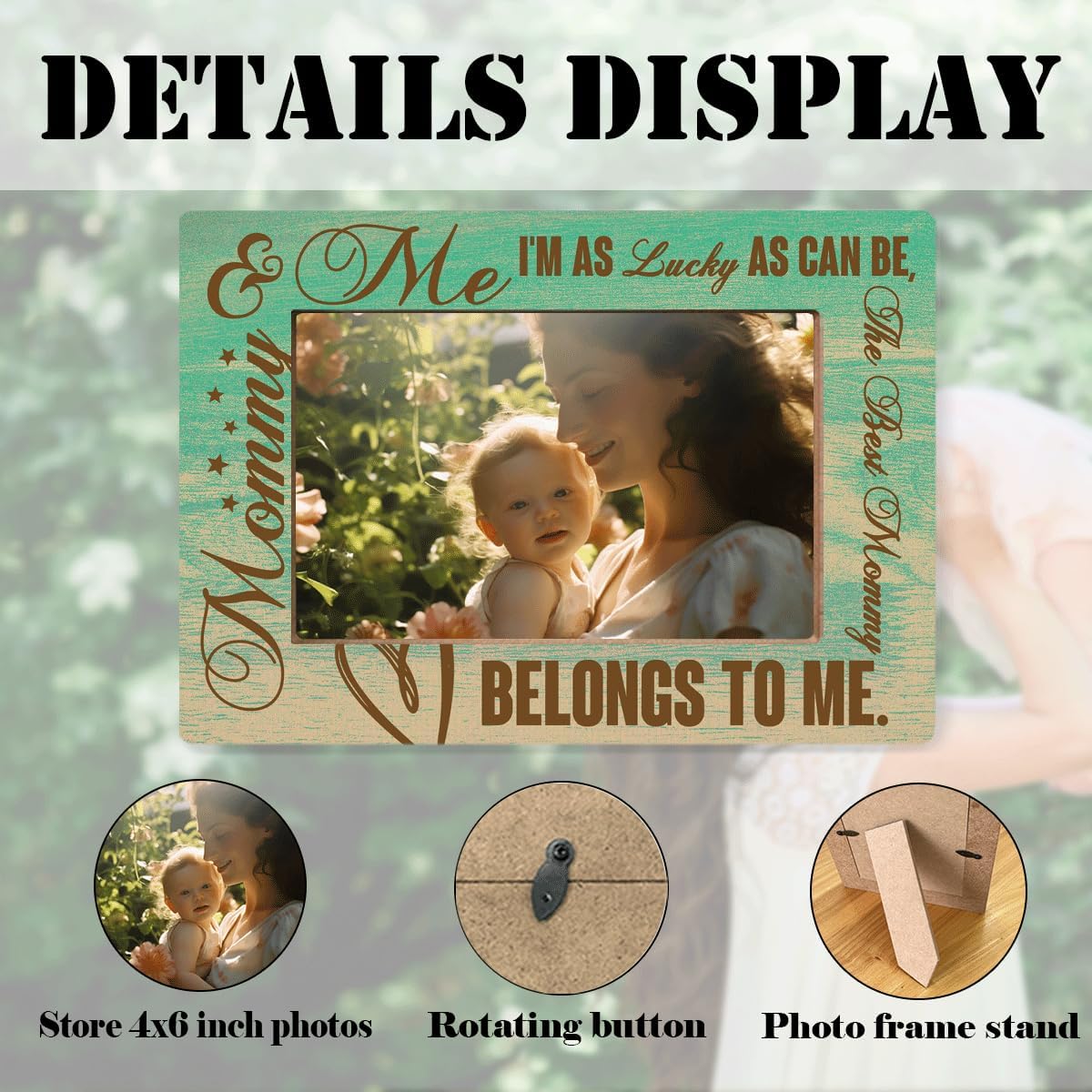 Mother Photo Frame Mommy & Me Wooden Photo Frame Warm Mother’s Day Gift For Mom Elegant Table Decoration Thanksgiving & Christmas Gifts Unique Mom Birthday Gift Family Keepsake Frames 8x6 Inches - Image 2