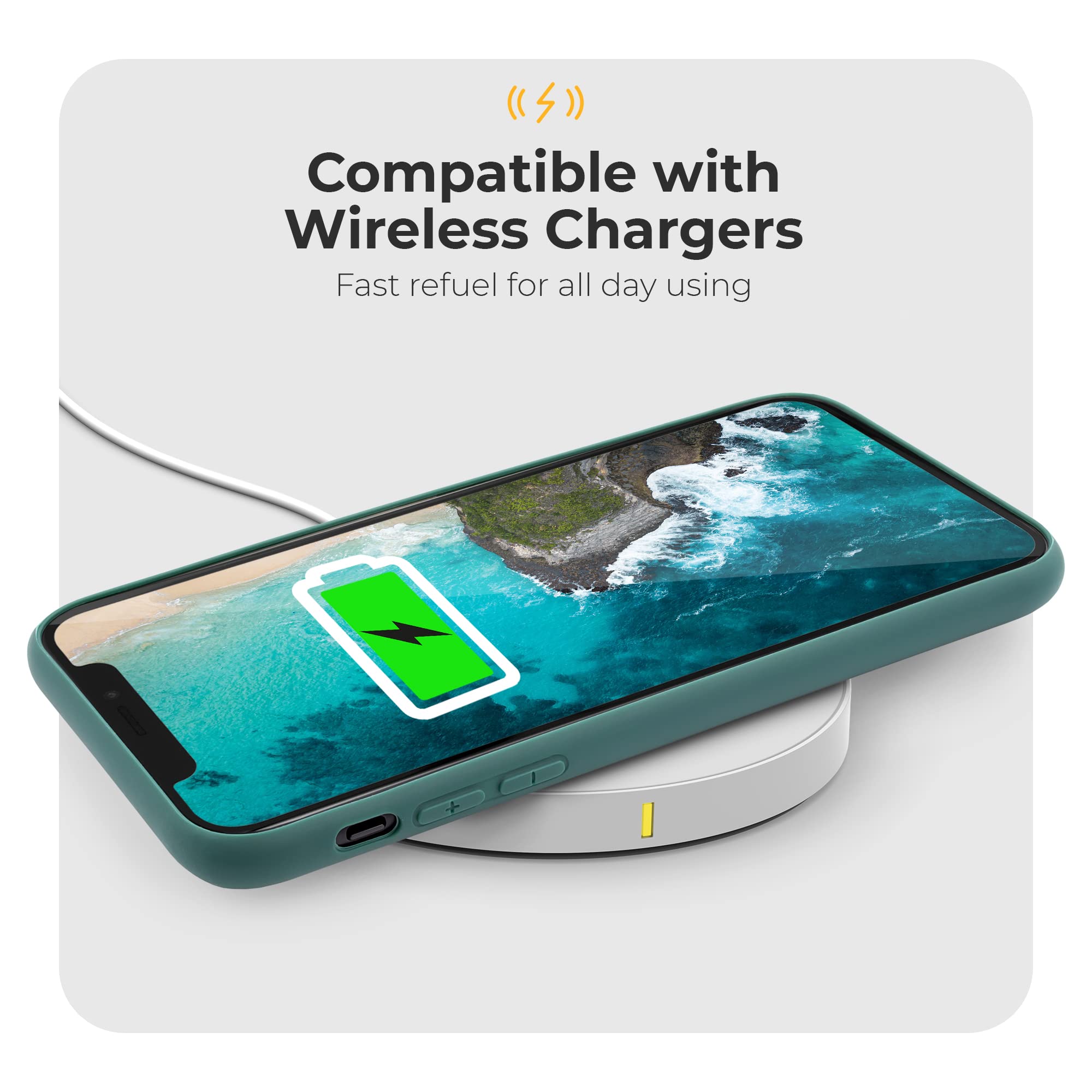 Moozy Minimalist Series Cover In Silicone Per IPhone 14 - Grigio Blu, Finitura Opaca, TPU Morbido, Supporto Ricarica Wireless - 2
