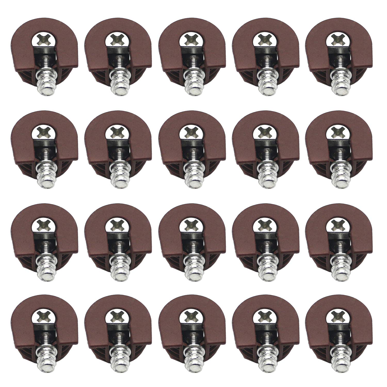 20 Pieces Thread Cam Lock Shelf Support Pin Cam Lock Cabinet Shelf Support Holder Bracket Studs Pins for Furniture Kitchen Cabinet, Dark-Brown-image-43
