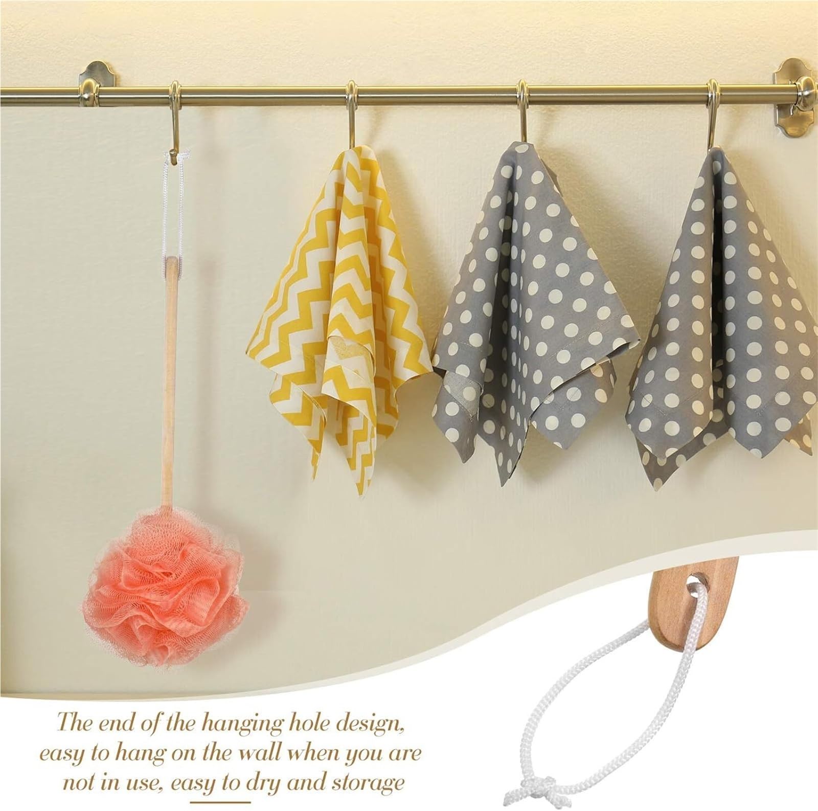 Confezione da 4 scrubber for la schiena in luffa con manico lungo spugna bagno esfoliante in legno for doccia - Blu, Arancione, Giallo, Verde Per Bagno