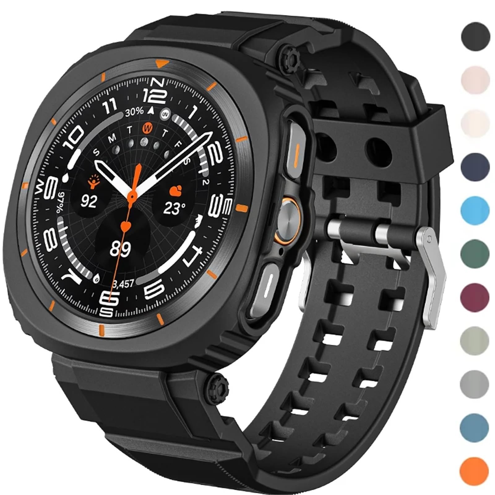 Wtukmo TPU Case Strap for Samsung Galaxy Watch 7 Ultra 47mm Band Silicone Accessories Bracelet for Galaxy Watch 7 Ultra WatchbandS(Starlight)