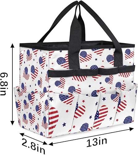 Miniatura 3 de USA Flag Love Heart Garden Tool Tote Bag for Women Men Gardening Tool Storage Bags with 10 Pockets Standable Garden Home Tool Kits Organizer for