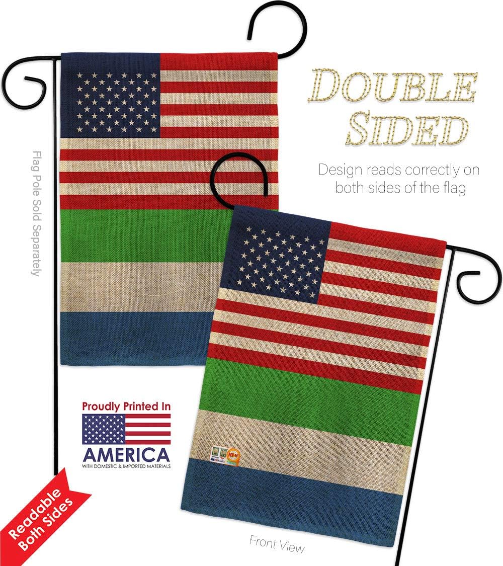 Sierra Leone US Friendship Burlap Burlap Garden Flag Regional USA American Alliance World Country Particular Area Small Decorative Gift Yard House Banner Double-Sided Made In 13 X 18.5