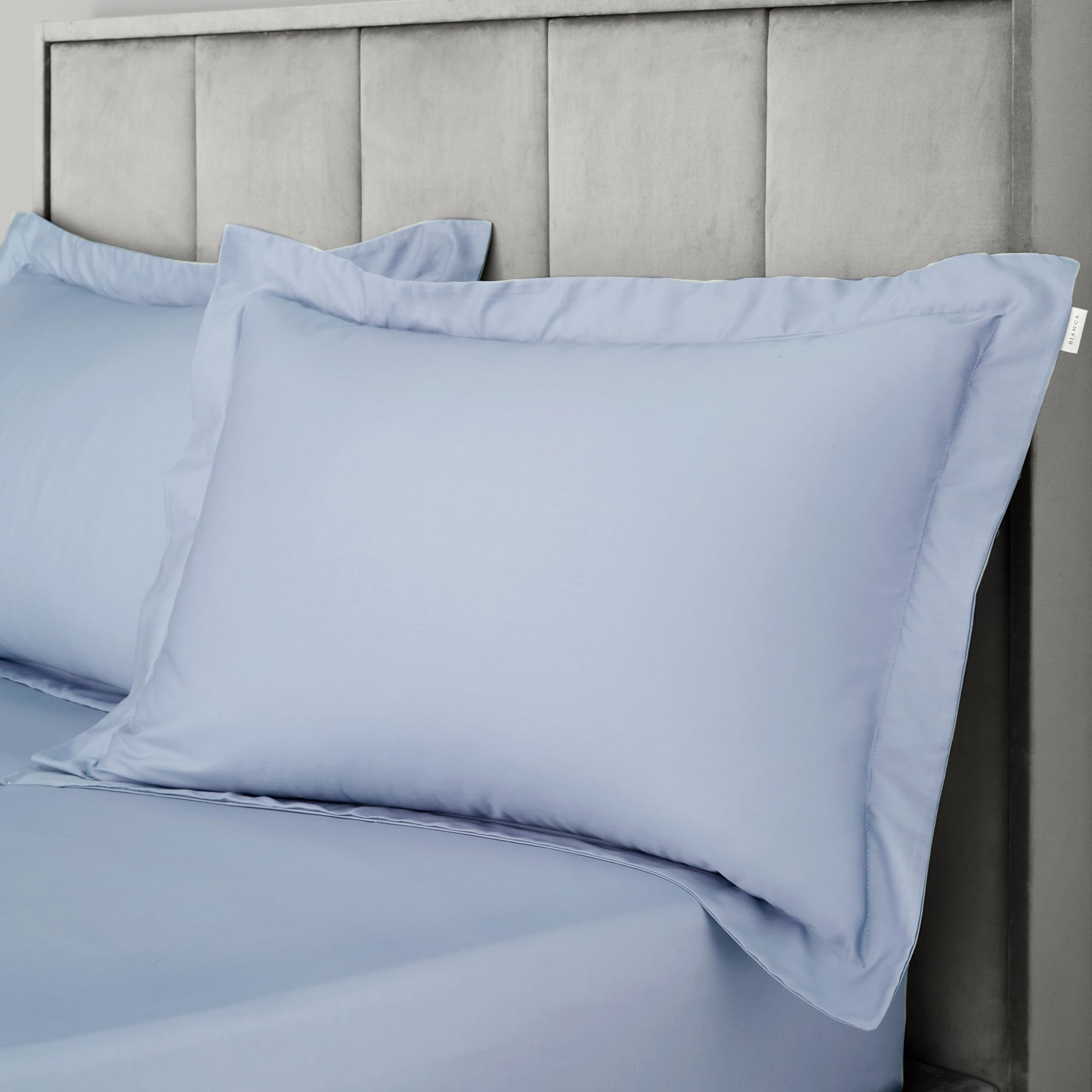 B&Q -  400 Thread Count Cotton Sateen Oxford Pillowcase Pair Blue