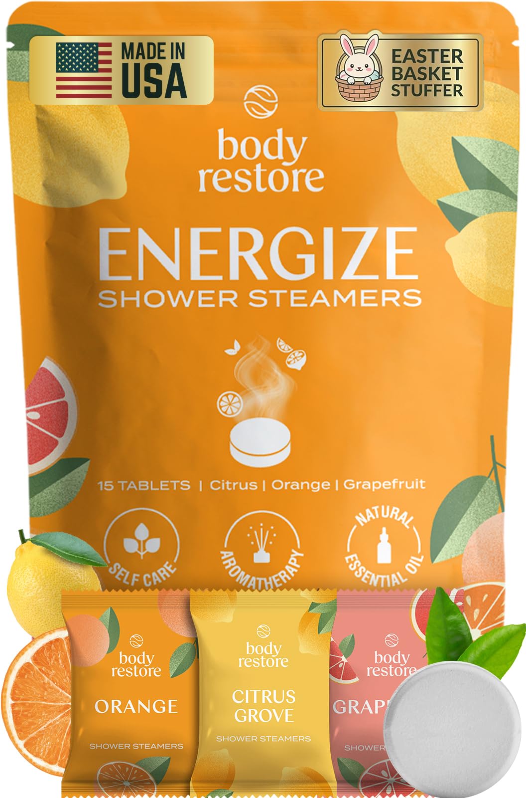 Body Restore Essential Oil Shower Steamer Set - 12 Tablets, Grapefruit, Cocoa Orange, Citrus Scented Aromatherapy Shower Steamers â₆Vapor Steam for Daily Showers - Relaxation Gifts for Women -