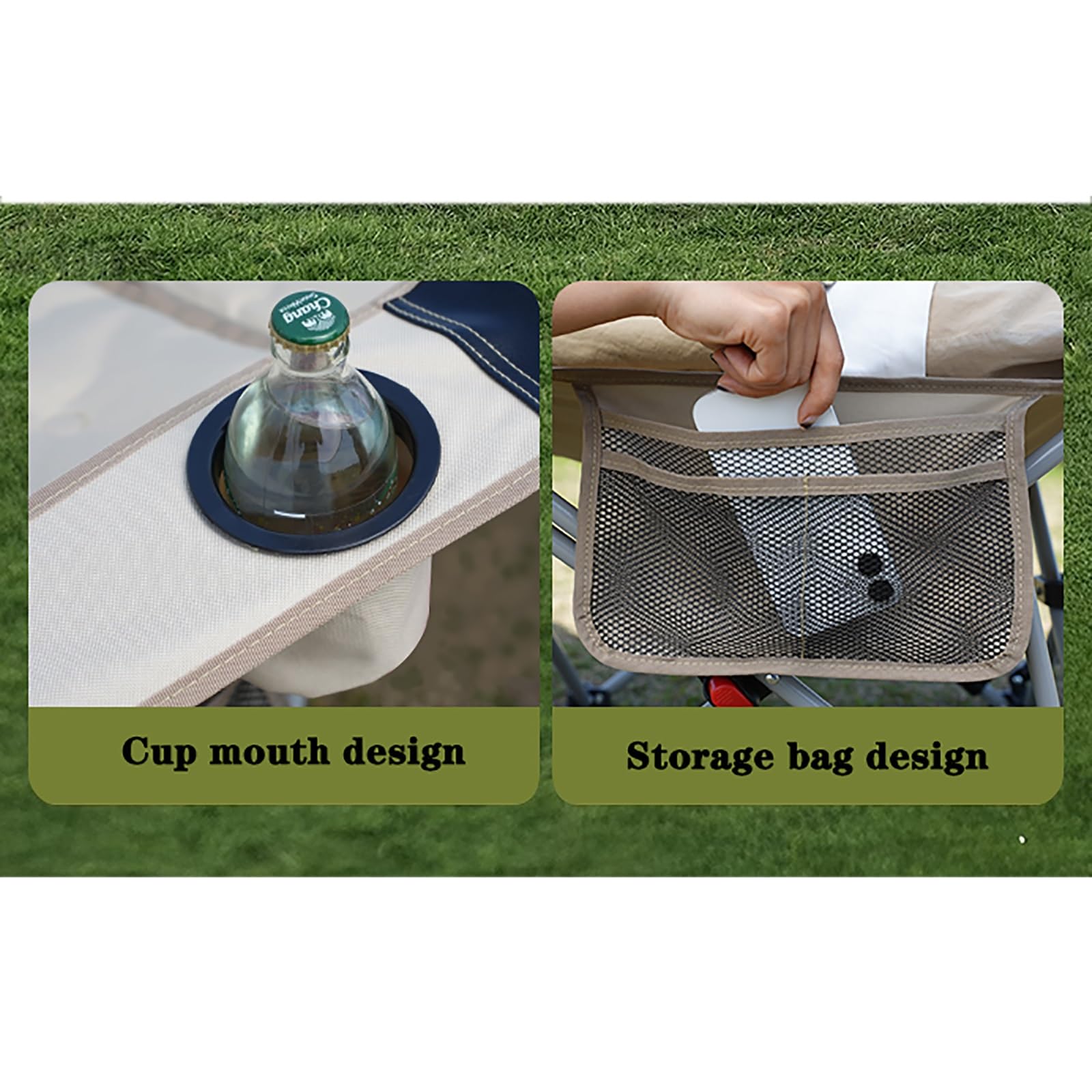 Klappbarer Campingstuhl mit Getränkehalter und Seitentasche – leichte, tragbare, robuste Campingstühle mit hoher Rückenlehne for Outdoor/Angeln/Picknick(Brown)