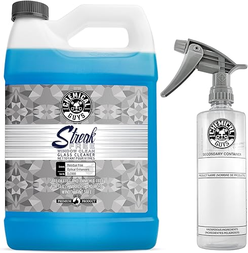 Chemical Guys CLD300 Limpiador de vidrio y ventanas sin rayas (para vidrio, ventanas, espejos, pantallas de navegación y más automóvil y hogar) sin