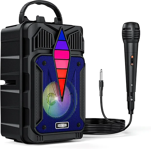Portable Bluetooth Speaker with Voice-Controlled RGB Multi-Color Rhythm Lights, Supports TWS/USB/TF/FM/AUX, Suitable for Home Party or Outdoors (Blue)