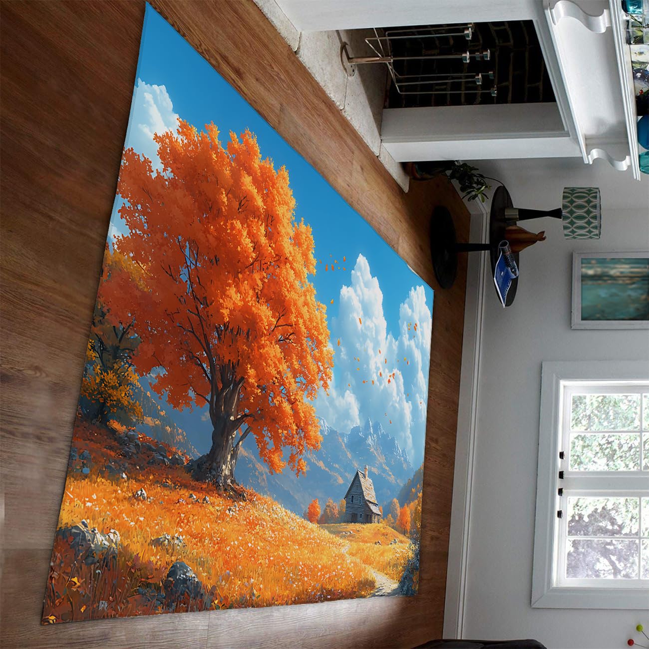 Tapis cabane et oranger 120x180 cm pour réchauffer l'ambiance de votre chambre