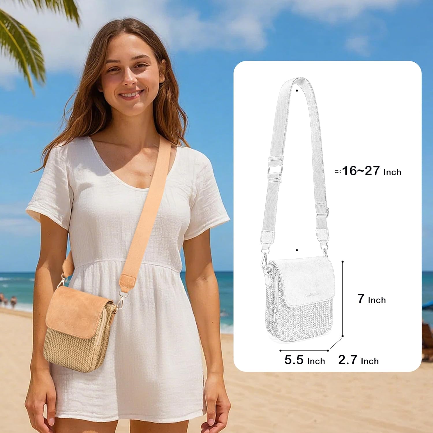 Faux Straw Small Summer Purse RFID Crossbody Bags for Women Raffia Woven Phone Bag for Hawaiian Beach Travel Cruise - Image 2