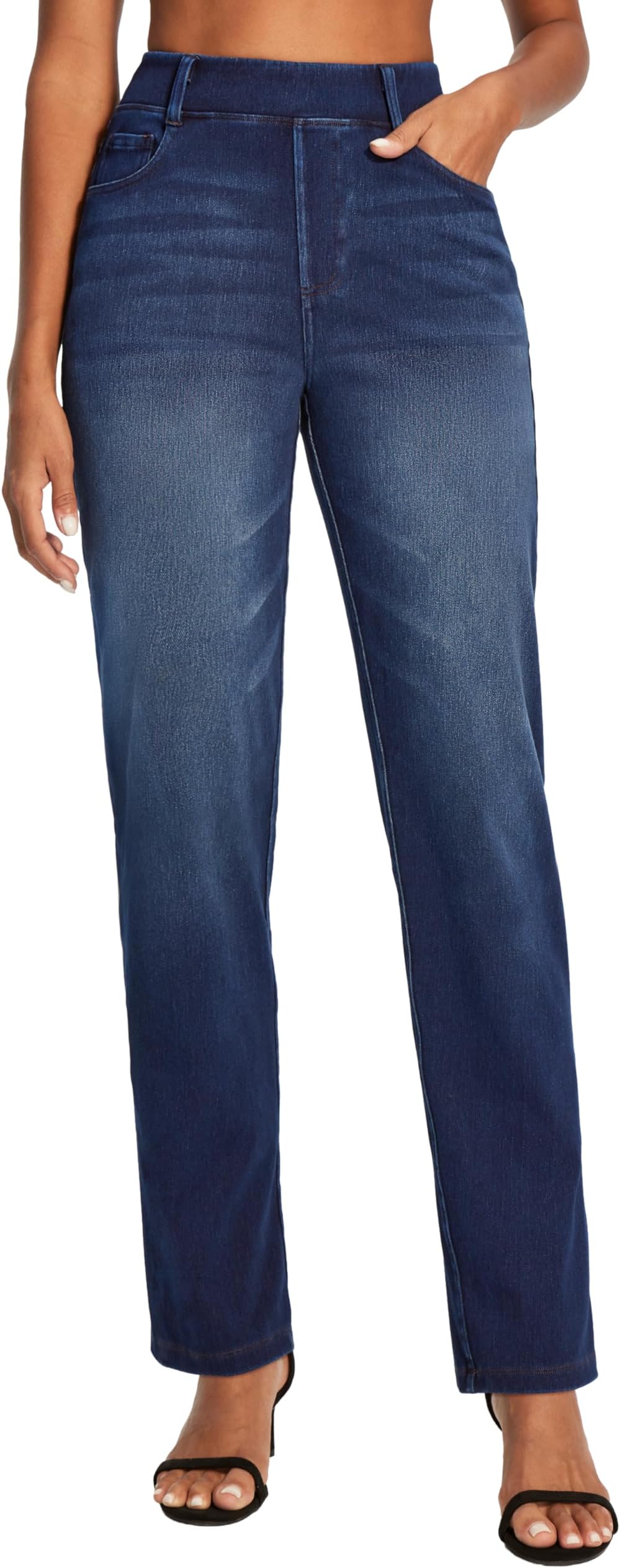 Straight Leg Jeans for Women Stretchy Pull On Sweatpant Jeans Women High Waisted Bootcut Jean Trendy Denim Pants