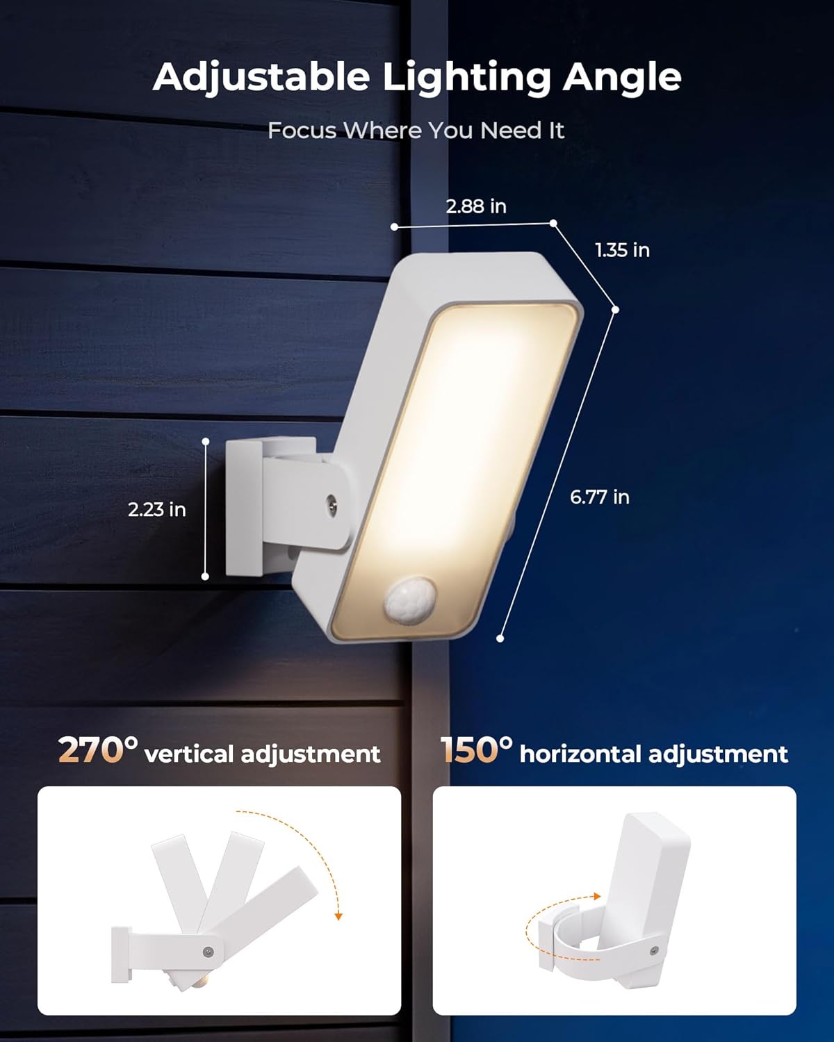 Motion Sensor Outdoor Light, 10000mAh Rechargeable 600 Lumen Battery Operated Outdoor Light with 3 Modes, 3 Color Temperatures, Waterproof Outdoor Security Lights for House, Fences, Patio
