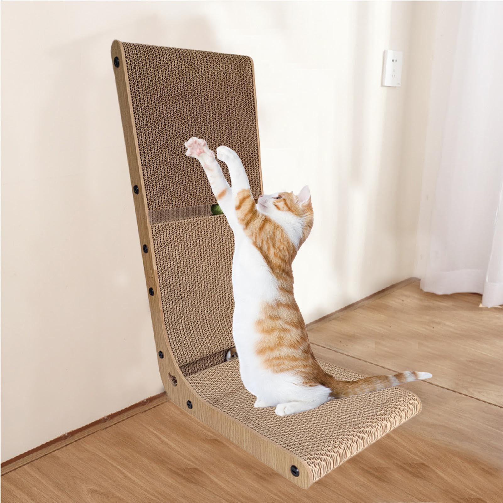 Katzenkratzbaum aus Pappe | Kratzbrett für Katzen | L-förmige Kratzmatte | für Katzen - Vertikale Entspannung Kratzbrett für Katzen | Wandmontage für Indoor-Katzen