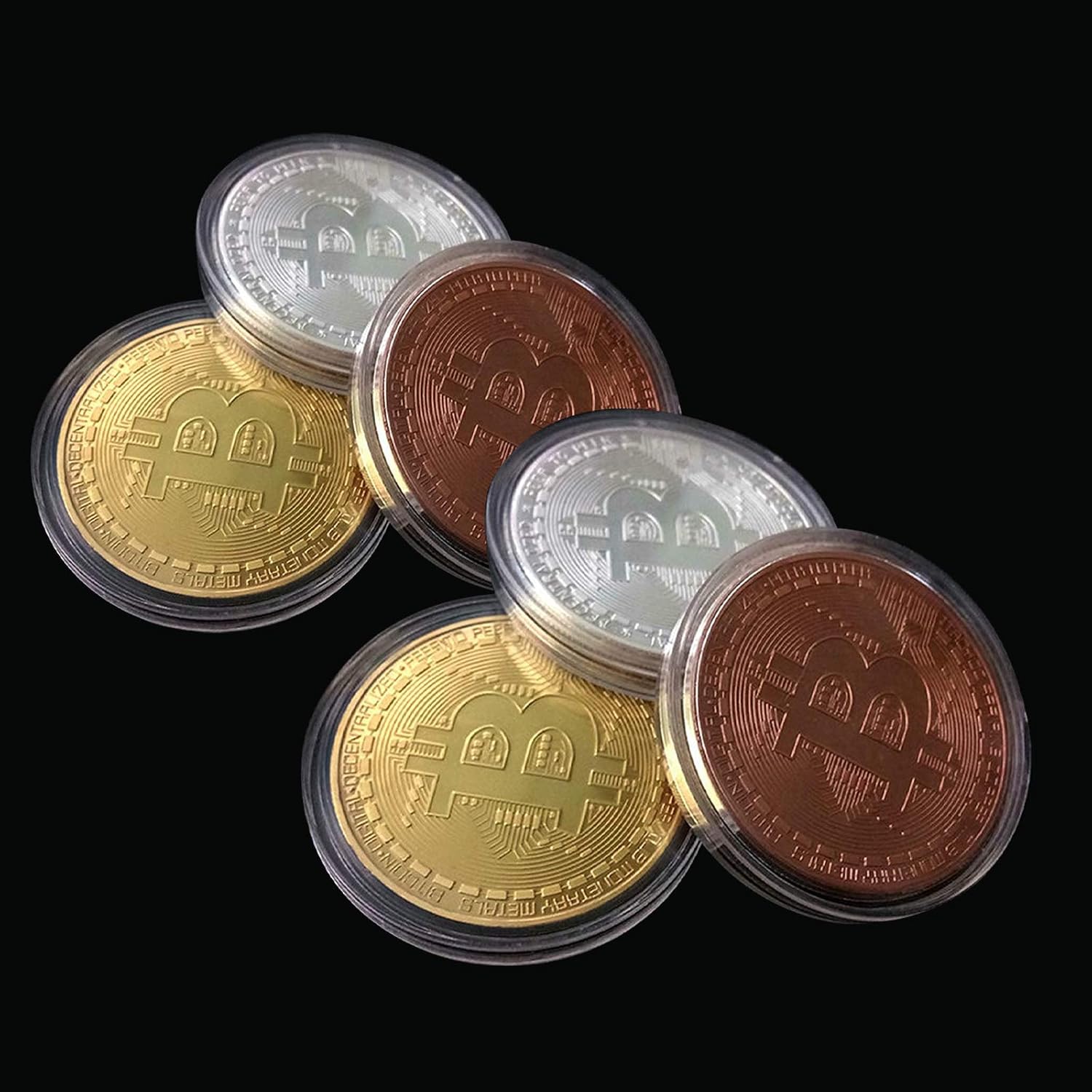 6Pcs Bitcoin - Gold Silver Bronze Physical Bit Coin Blockchain Cryptocurrency Commemorative Tokens | Chase Coin | BTC Collector | Business Gift April Fools' Day