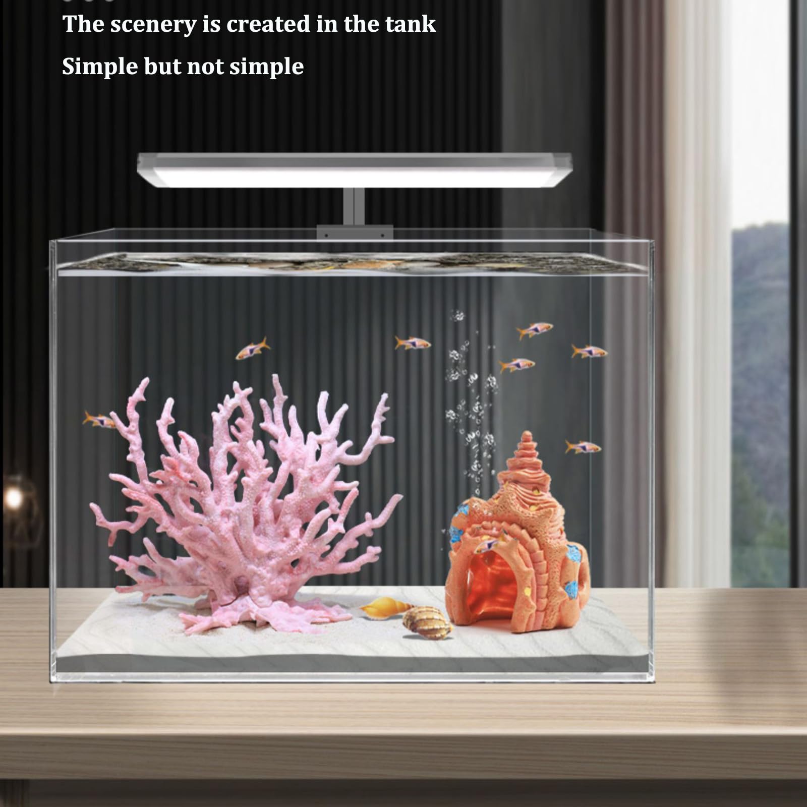 2 Piezas de decoración para Acuario de Arrecife de Coral, simulación de Rama de Coral Marino para pecera, Adornos de Roca de Resina,Púrpura