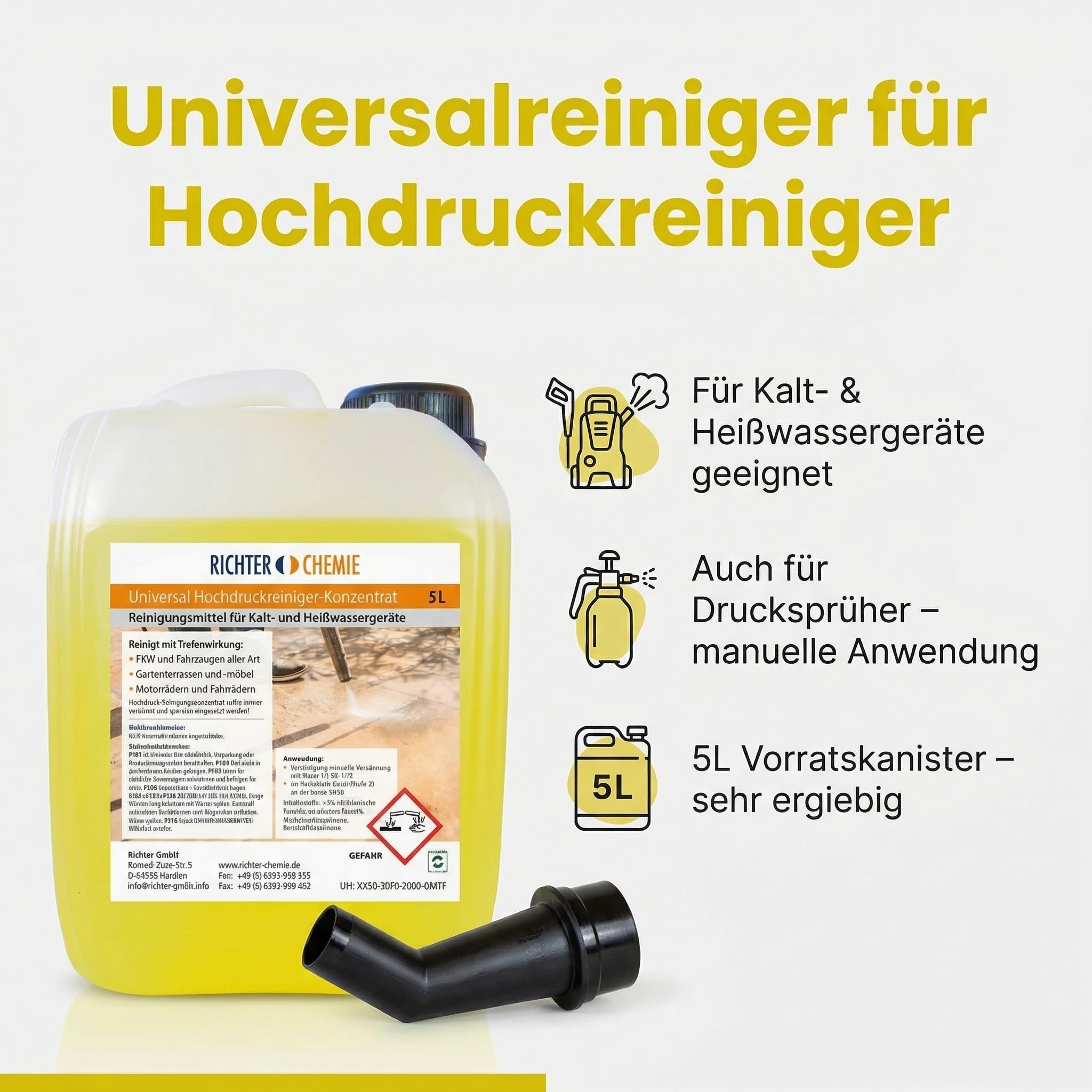 Universal Reinigungskonzentrat für Hochdruckreiniger, Reinigung rund ums Haus PKW, Terasse etc., Universalreiniger