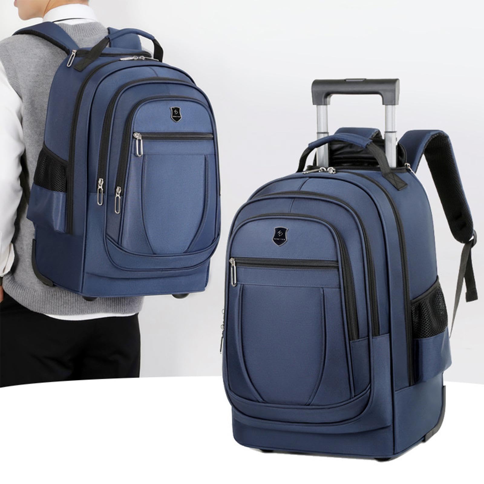 Zaino Trolley Con Ruote Per Sistema Multi Tasche Di, Blu, 50x34x22cm