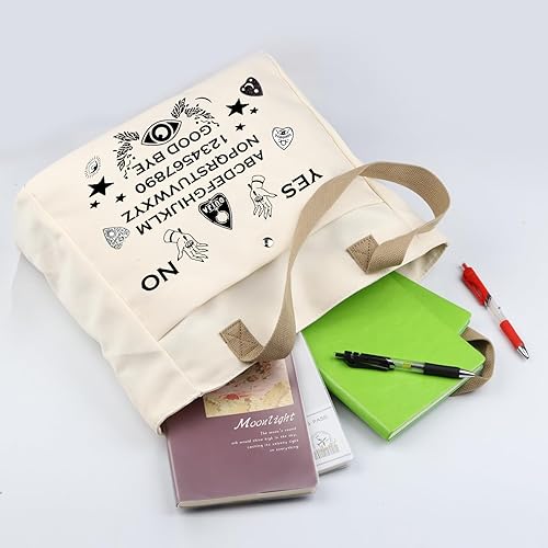 Miniatura 4 de JYTAPP Ouija - Bolsa de maquillaje para pizarra de Ouija, lona plancheta, bolsa de cosméticos, bolsa de arte con cremallera, tablero de espíritu de