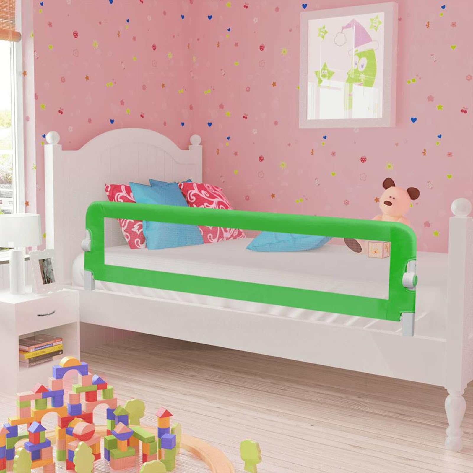 Gecheer Sponda di sicurezza per lettino bambino, dimensioni 150x42 cm, colore verde, per cameretta