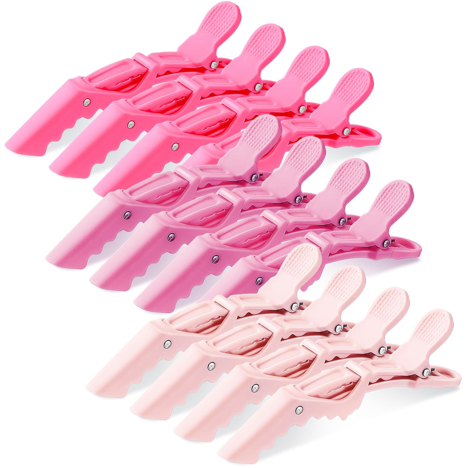 Havawish 12 Pcs Alligator Clips for Hair Styling Matte Alligator Crocodile Clips for Women Hair Sectioning(Pink)