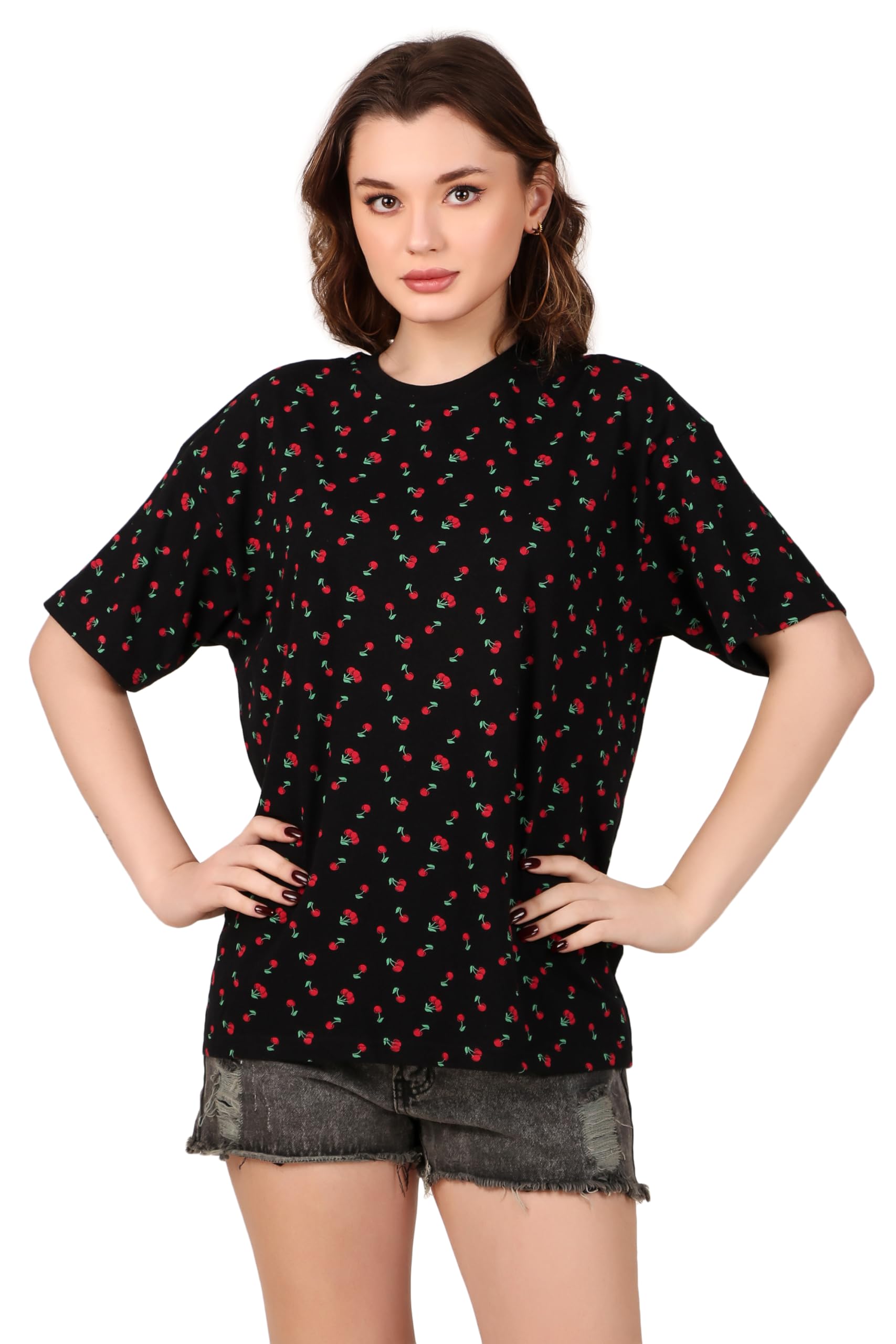 Stories.LabelOversized Cotton T-Shirts for Women in Loose Fit, Drop Shoulder Baggy Tops Tshirt for Girls (S-3XL)