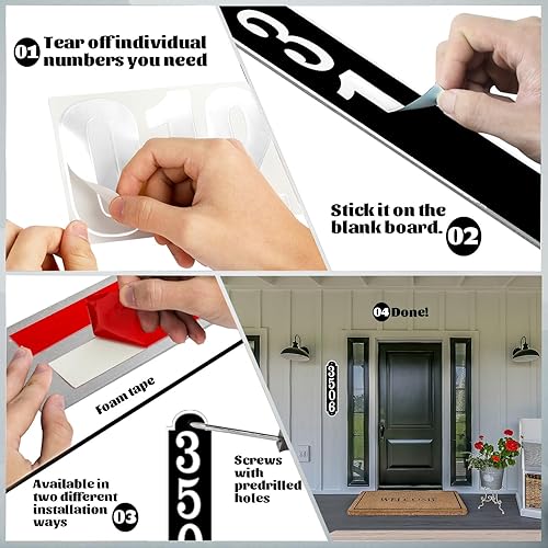 Vista 75 de Placa de dirección de metal personalizada, letreros de números para placa de pared de casa, letrero de dirección de nombre de calle, números de casa