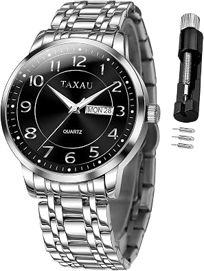 Taxau Mens Watches Luxury Waterproof Big Face Minimalist Stainless Steel
