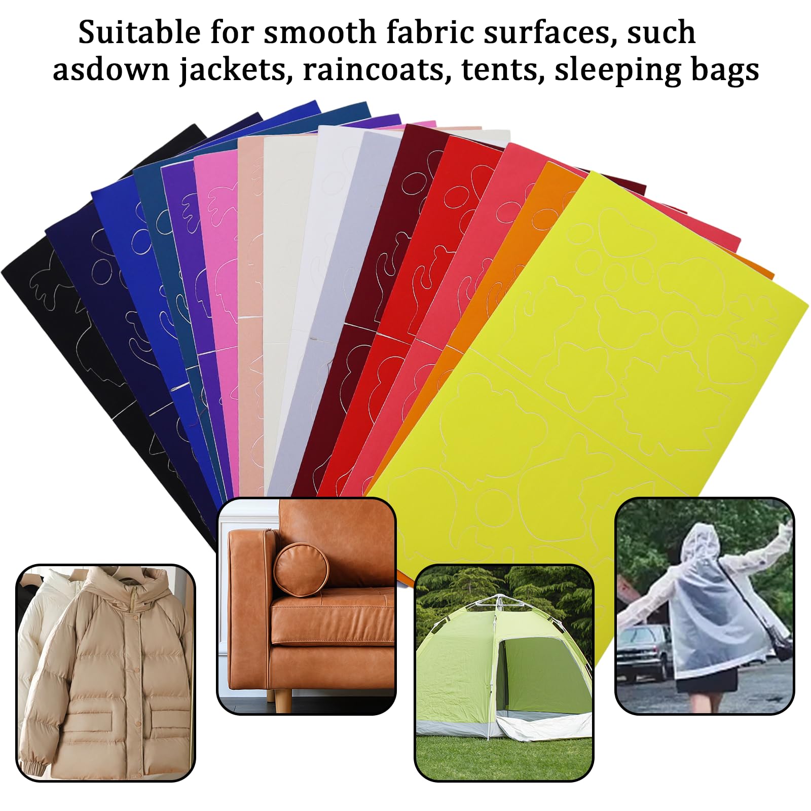 Kit Riparazione Piumino Con 110 Toppe Autoadesive In Nylon | Colori Assortiti