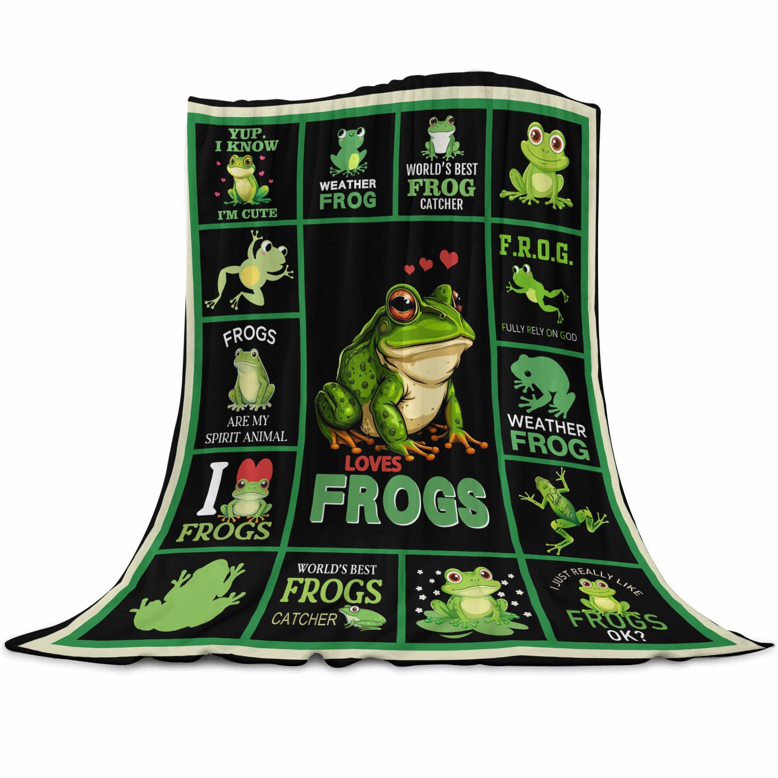 Qucarder Frog Blanket Gifts for Girls Kids Women Adults Frogs Throw Blanket Lightweight Cozy Flannel Blanket for Frog Lovers Bedroom Couch Sofa Home Decor 100x130cm