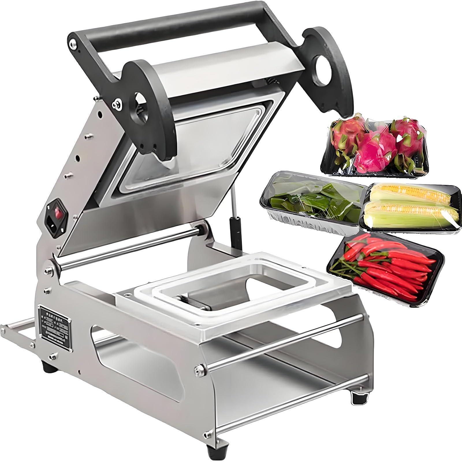 ASerZenith Manual Food Heat Sealer Machine, Commercial Sandwich Tray Heat Sealing Machine, Takeaway Box Hand Pressure Food Packaging Machine With Temperature Control For Supermarket