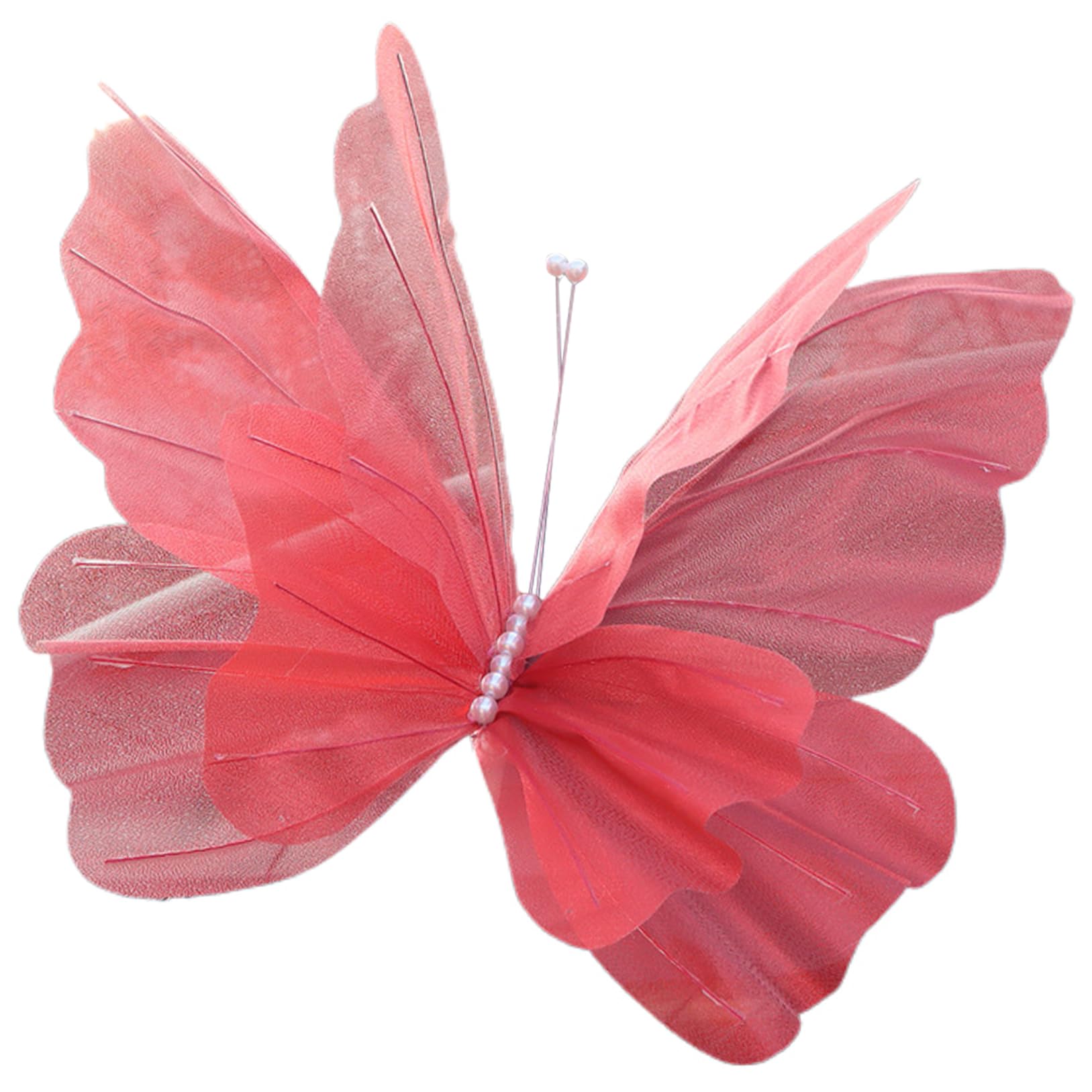 Butterflies Silk Butterflies Realistic 20inch Large Artificial for Wedding DIY Decorative for Crafts for Photography Butterfly, Red
