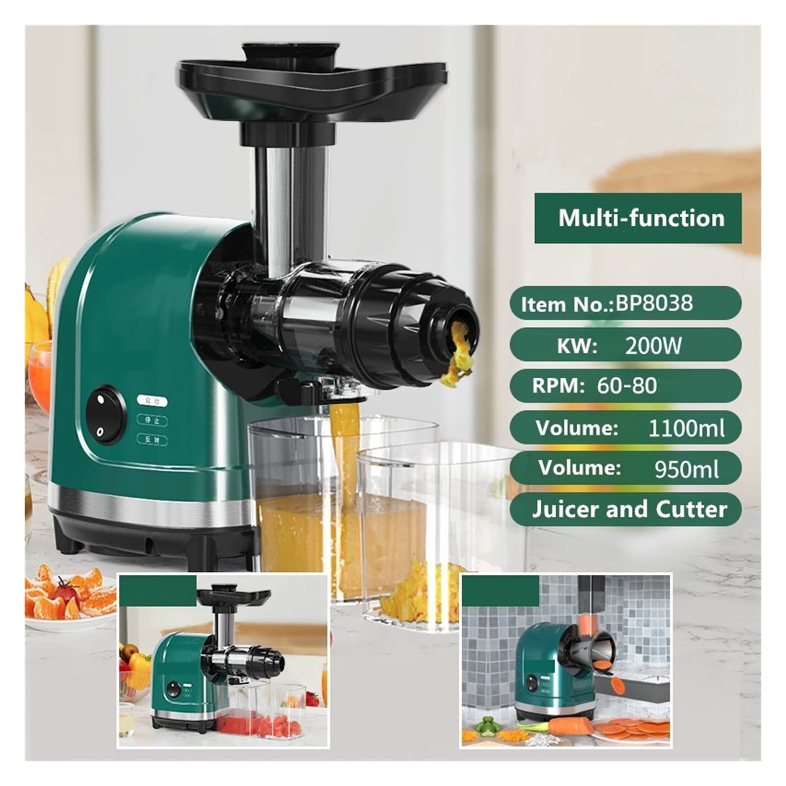Macchine per succhi elettriche Multifunzione di Stile con affettatrice per Verdure Produzione di elettrodomestici da Cucina (Colore: Juicer And Cutter, Dimensioni: USA) (Juicer And