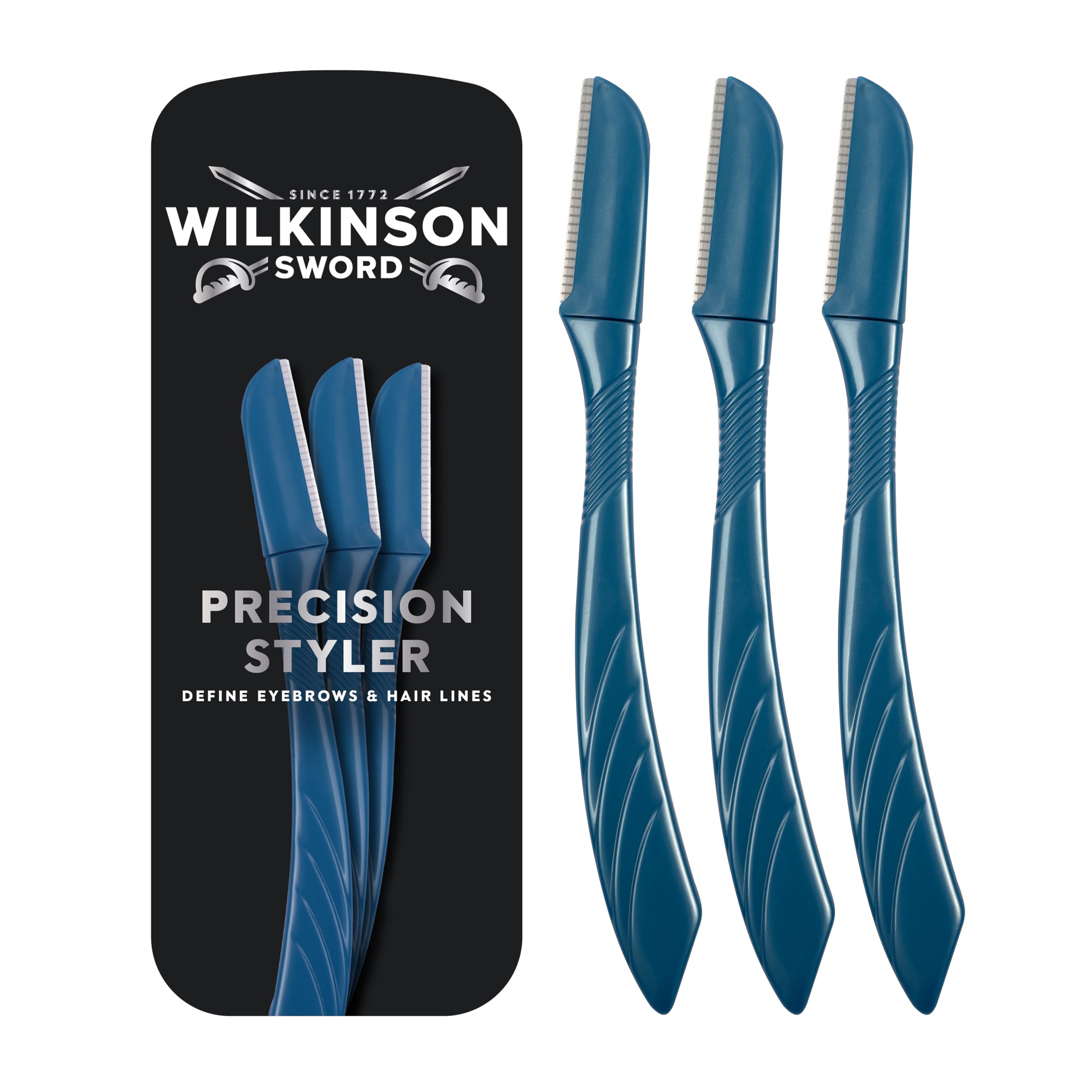 WILKINSON SWORD Barber's Style Precision Styler for Men, Pack of 3, For Facial & Eyebrow Hair Remover, Premium Quality Blades, With Cap For Precise Styling,
