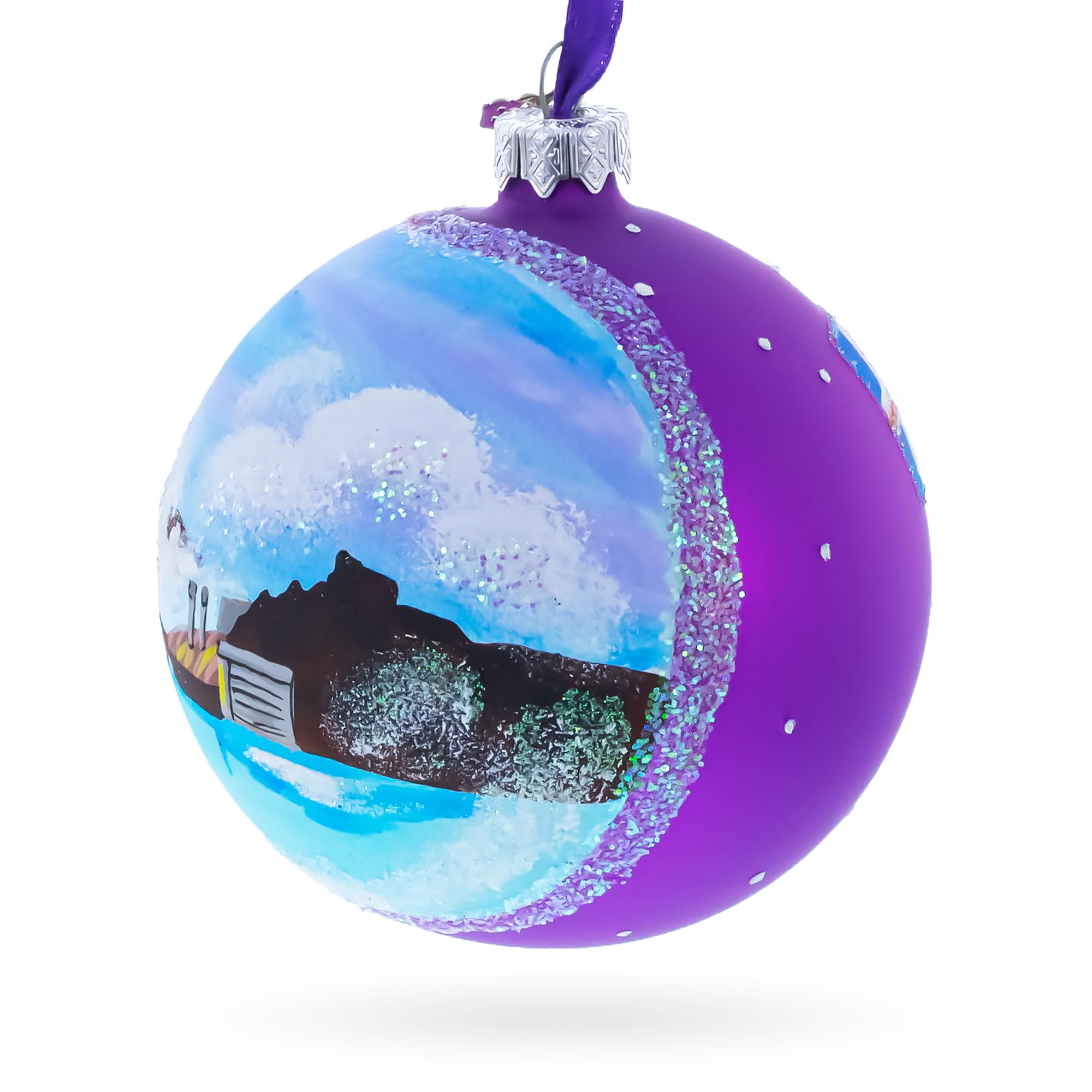 BESTPYSANKY Blue Lagoon, Islanda palla di vetro ornamento di Natale 4 pollici