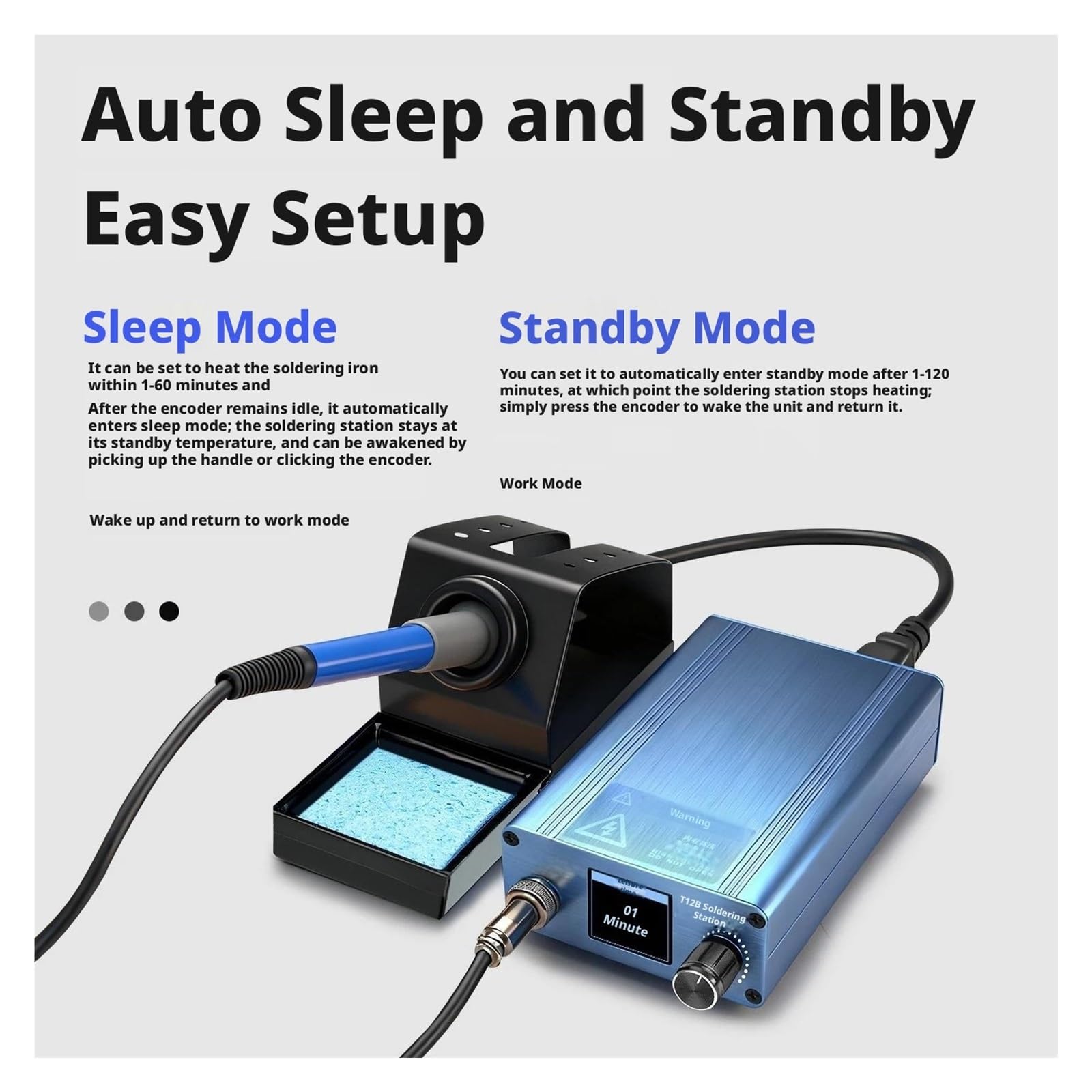 Stazione di saldatura, Stazione saldante SMD Smart Precision T12A T12B, kit ferro intelligente a riscaldamento rapido con display LCD(T12A standard)