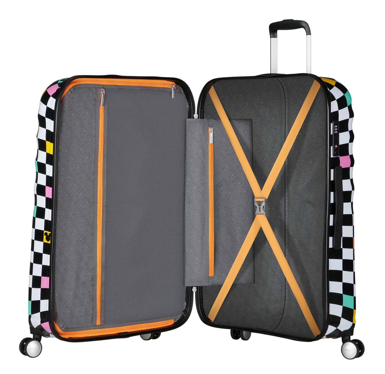 American Tourister Wavebreaker Disney - Mickey Mouse Valigia Rigida Grande (77 cm), Valigia da Viaggio, Lucchetto TSA, 4 Ruote, 96 L, 4.2 kg - Mickey Check