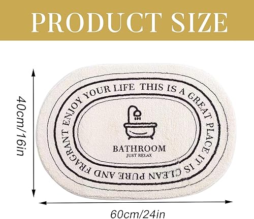 Miniatura 3 de Tapete de baño pequeño ovalado blanco, 16 x 24 pulgadas, suave, absorbente de agua, alfombras de baño de microfibra de estilo simple, tapete de baño