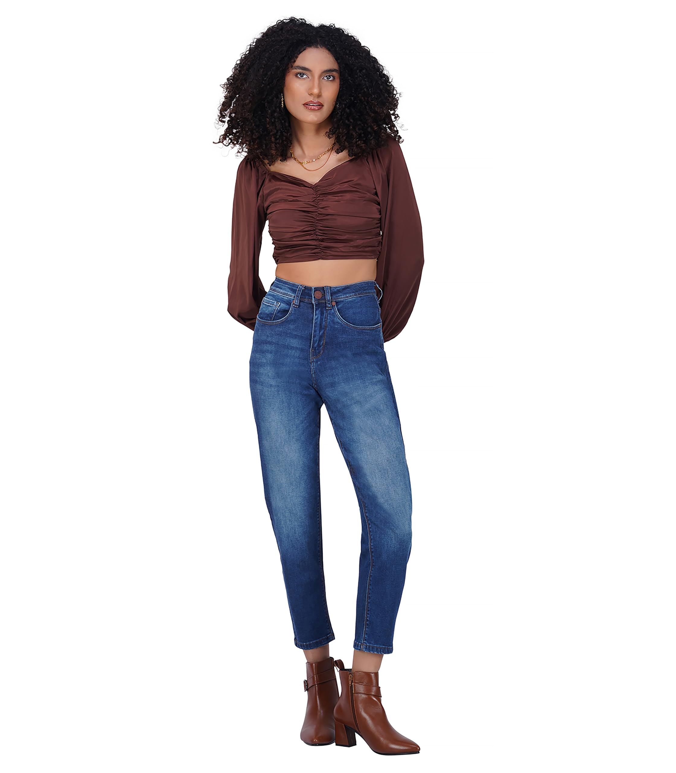 i'sol Women Stylish Jeans for Women and Girls || Casual Comfortable High Waist || Mom Fit || Stretchable Denim Jeans for Women || Fashionable Distressed Boy Friend fit || Ankle Length Ladies Pants